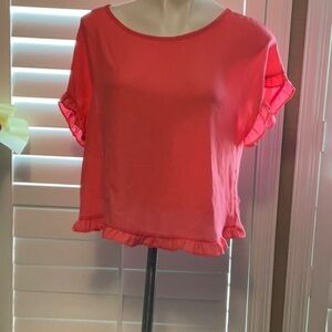 Meraki Orange and Pink Cuffed Sleeve Blouse